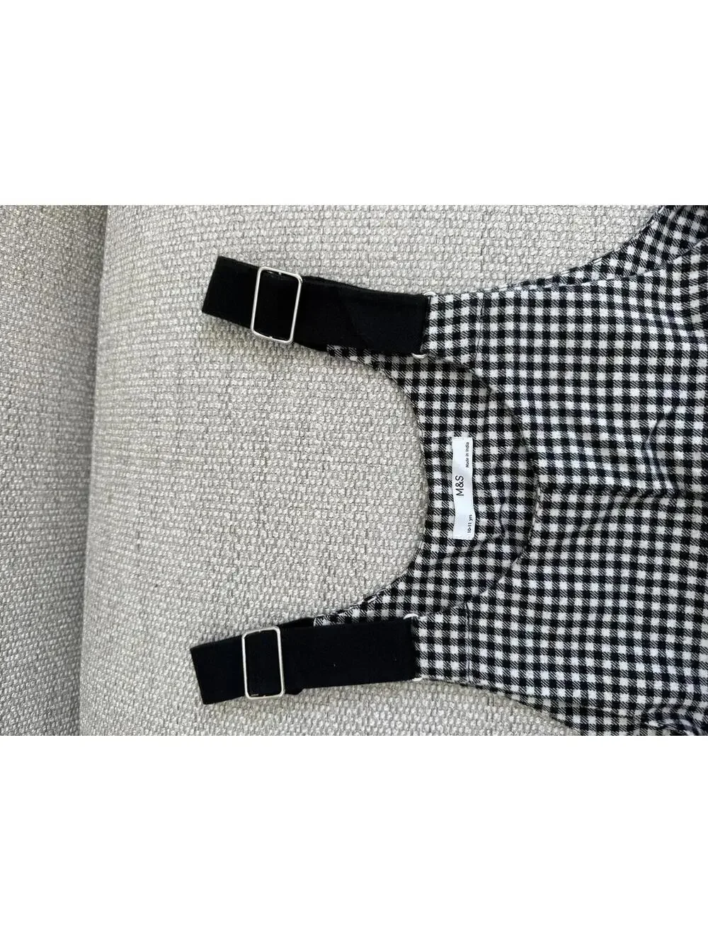 M&S Black White Gingham Pinafore Dress Size 10-11 Years Adjustable Straps